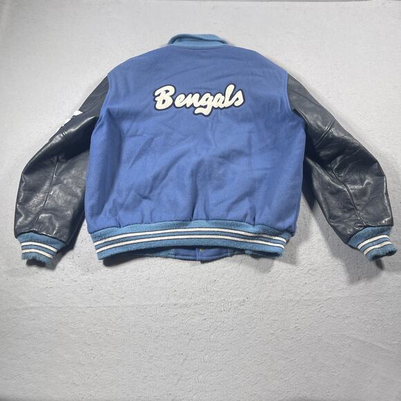 Vintage‎ Blaine Bengals Varsity Jacket Mens Large Blue Leather Wool Butwin 90s - Picture 10 of 10